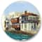 Designart - Old Houses On The Island of Mykonos Greece - Nautical & Coastal Metal Circle Wall Art